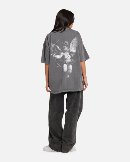 Saint Morta Redemption Mock Neck T-Shirt Washed Charcoal