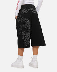 Ed Hardy Dragon Rhinestone Jorts Black