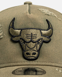 New Era Chicago Bulls 'Distressed Olive' 9FORTY A-Frame Snapback Olive