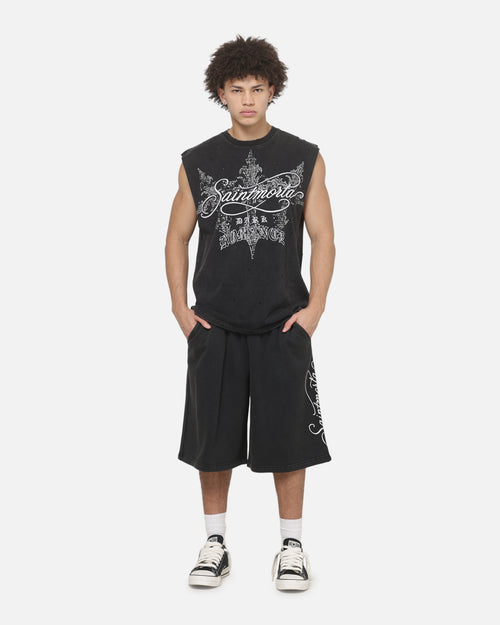 Saint Morta Devotion Oversized Muscle T-Shirt Washed Black