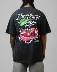 Loiter Cherry Pick Drop T-Shirt Black Acidwash