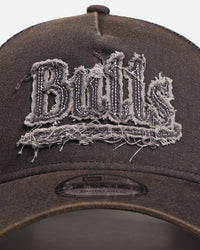 New Era Chicago Bulls 'Washed Fray' 9FORTY A-Frame Trucker Snapback Washed Grey