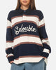 S Double Chain Stitch Long Sleeve Rugby Jersey Navy