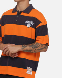 Mitchell & Ness New York Knicks Striped Polo T-Shirt Navy