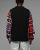 Loiter Script Flannel Long Sleeve T-Shirt Black