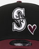 New Era Seattle Mariners 'Burgundy Hearts' 9FORTY A-Frame Snapback Black/Maroon