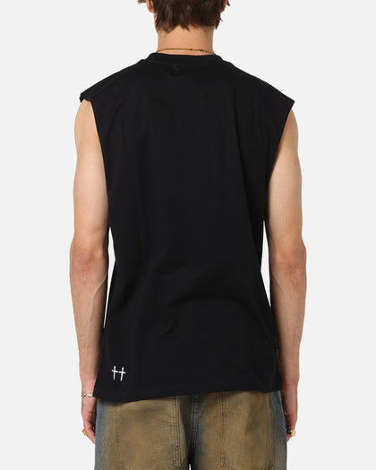 Saint Morta Scription Oversized Muscle T-Shirt Black
