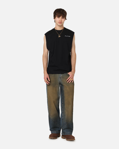 Saint Morta Scription Oversized Muscle T-Shirt Black