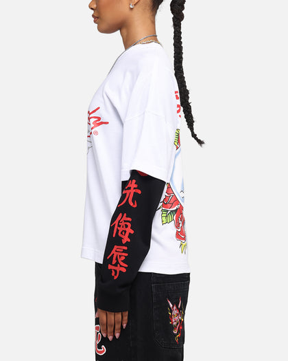 Ed Hardy Skull Layered Long Sleeve T-Shirt White
