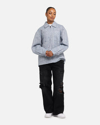 XXIII Boucle Tweed Zip Jacket Teal/Blue/Purple
