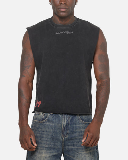 Saint Morta Saints Marked Cut Off Muscle T-Shirt Washed Black