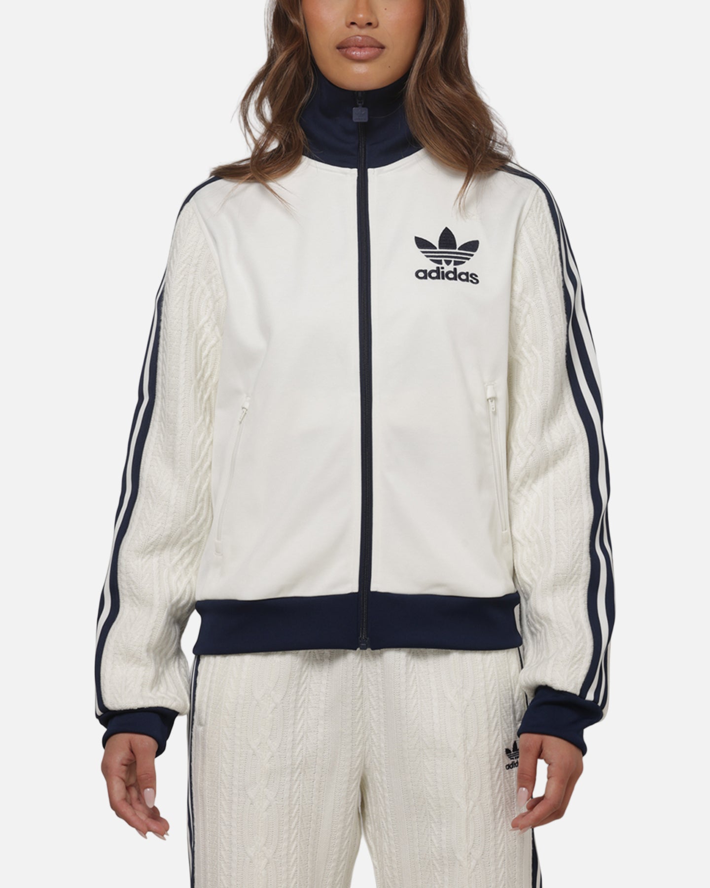 Adidas Women's Knit Classic Track Top Off White | Culture Kings NZ