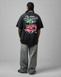 Loiter Cherry Pick Drop T-Shirt Black Acidwash
