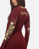 Ed Hardy Women's Divine Long Sleeve Dress Burgundy