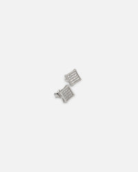 Saint Morta Concave Square Earrings Iced White Gold