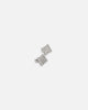 Saint Morta Concave Square Earrings Iced White Gold