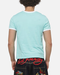 Ed Hardy Love Kills Slowly Ringer T-Shirt Aqua