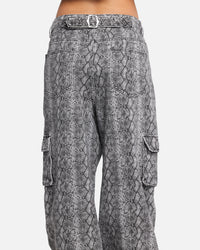 XXIII Snake Skin Cargo Pants Black Snake Print