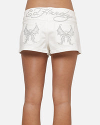 Ed Hardy Women's Butterfly Denim Shorts White