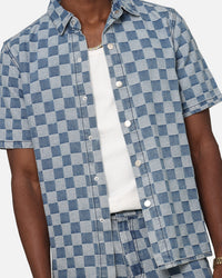 XXIII Checker Board Button Up Shirt Blue