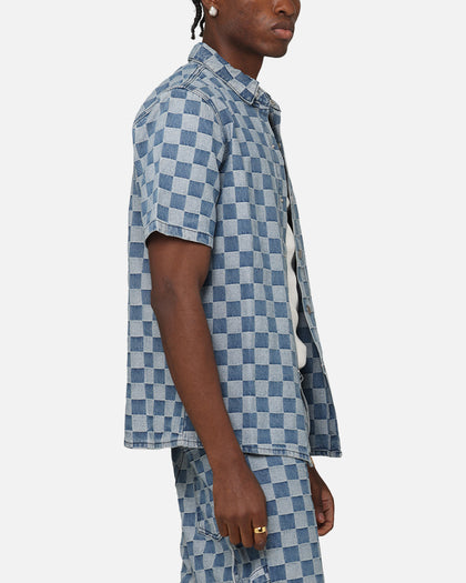 XXIII Checker Board Button Up Shirt Blue