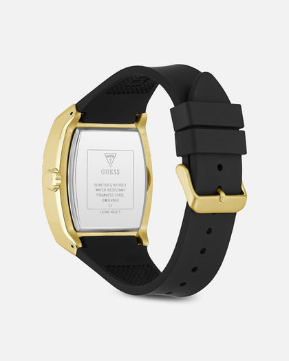 Guess Mainline Phoenix Frost Gold And Black Silicone Bracelet Watch Black/Gold