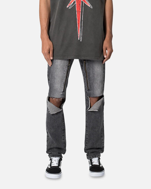 MNML D530 Zipper Denim Jeans Washed Black
