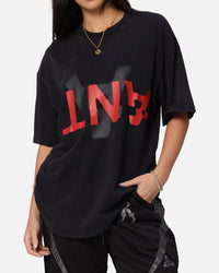 The Anti Order Echo Spray Drop Shoulder T-Shirt Black Acidwash