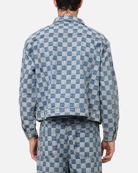 XXIII Checker Board Trucker Jacket Blue