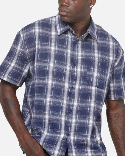 Saint Morta Paradise Studios Button Up Shirt Navy Plaid