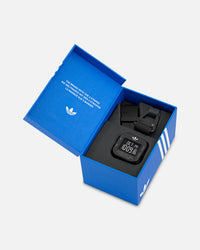 Adidas Black Aluminum Case Dial Black Silicone Strap Watch Black