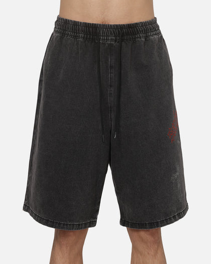 Saint Morta Graves Baggy Walk Shorts Black Shadow