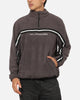X-Large Stripe Polar Fleece Quarter Zip Fleece Mocha