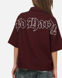 Ed Hardy Ghost Tattoo Button Up Shirt Plum