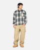 Carre Ombre Zip Up Long Sleeve Shirt Green Plaid