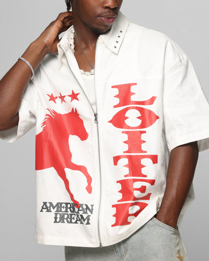 Loiter Rodeo Zip Up Shirt Off White