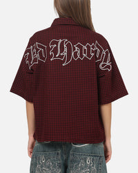 Ed Hardy Ghost Tattoo Button Up Shirt Plum