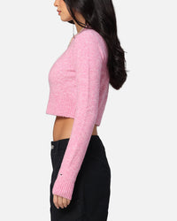 Tommy Jeans Women's Crop Script Sweater Pink
