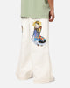 Ed Hardy Ultra Wide Leg Denim Jeans Off White/Yellow