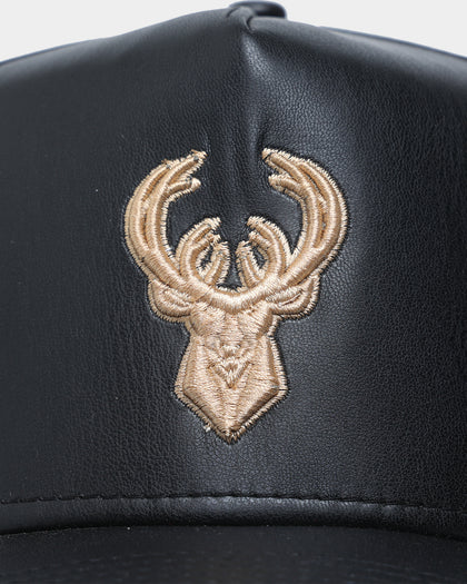 New Era Milwaukee Bucks "Black Tan PU Leather" 9FORTY K-Frame Snapback Black/Tan