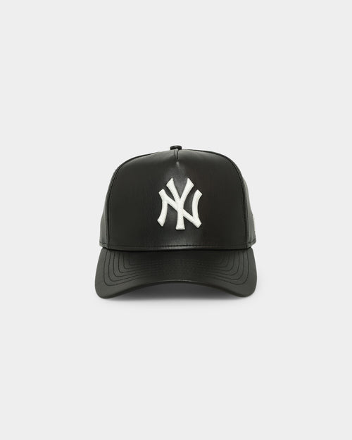 New Era New York Yankees 'PU Leather' 9FORTY K-Frame Strapback Black Leather