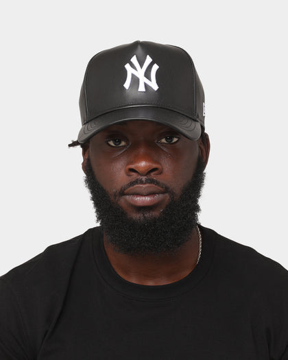 New Era New York Yankees 'PU Leather' 9FORTY K-Frame Strapback Black Leather