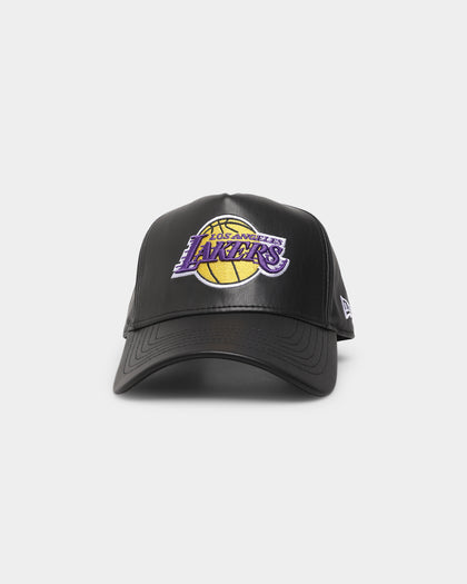 New Era Los Angeles Lakers 'PU Leather' 9FORTY A-Frame Strapback Black Leather