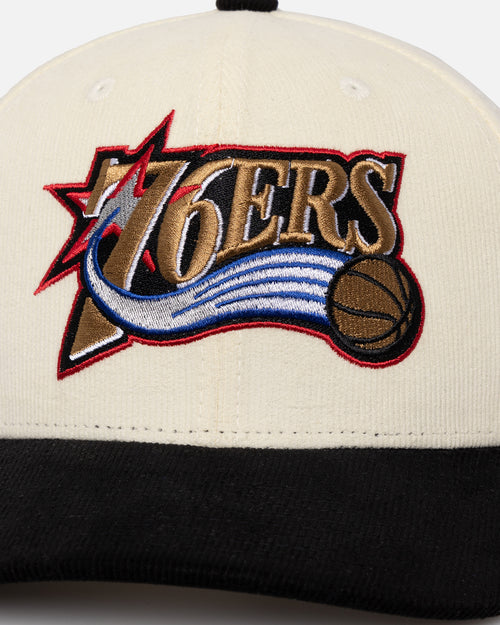 Mitchell & Ness Philadelphia 76ers Go Team Go OG Corduroy Snapback Light Cream/Black