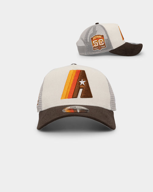 New Era Houston Astros '2-Tone Corduroy' Trucker Snapback Chrome/Walnut