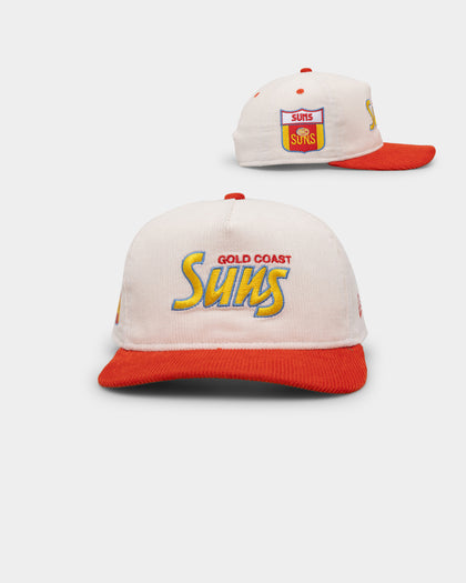New Era Gold Coast Suns "AFL Cord Script" Golfer Snapback Chrome/OTC