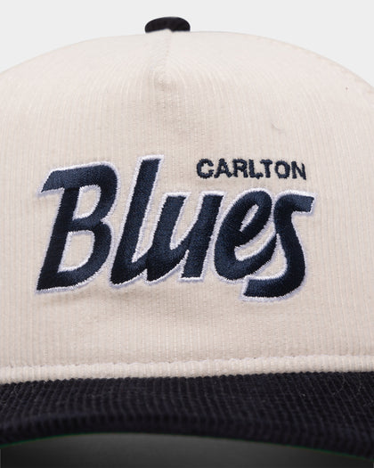 New Era Carlton Blues "AFL Cord Script" Golfer Snapback Chrome/OTC