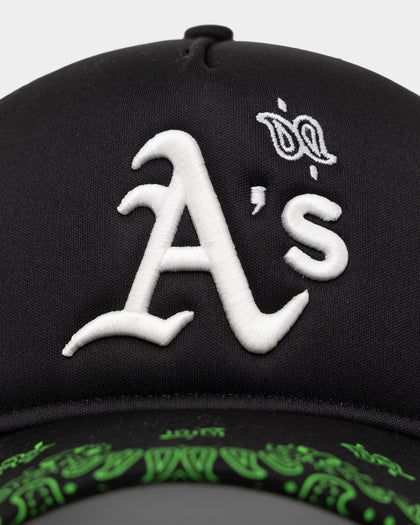 New Era Oakland Athletics 'Glow In The Dark' 9FORTY A-Frame Trucker Snapback Black/Neon Green