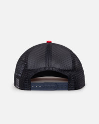 New Era Atlanta Braves Pre-Curved Golfer Trucker Snapback Navy/Scarlet