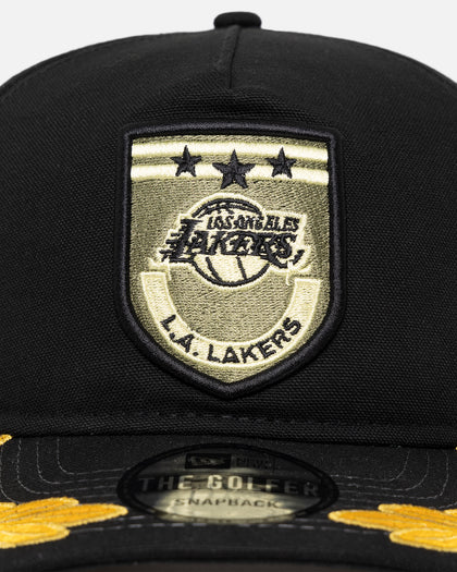 New Era Los Angeles Lakers 'Military Patch' Pre-Curved Golfer Snapback Black